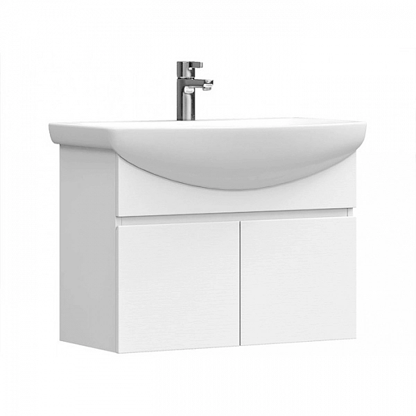 Тумба Vigo Wing 700-2-0 белая навесная + умывальник Santek Балтика 70