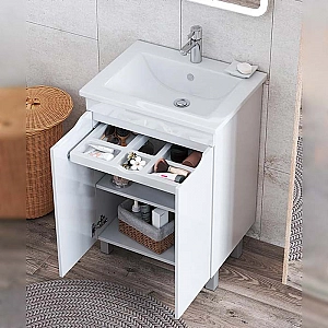 Тумба Vigo Grani 600-2-0 + умывальник Santek Элина 60. Изображение - 1