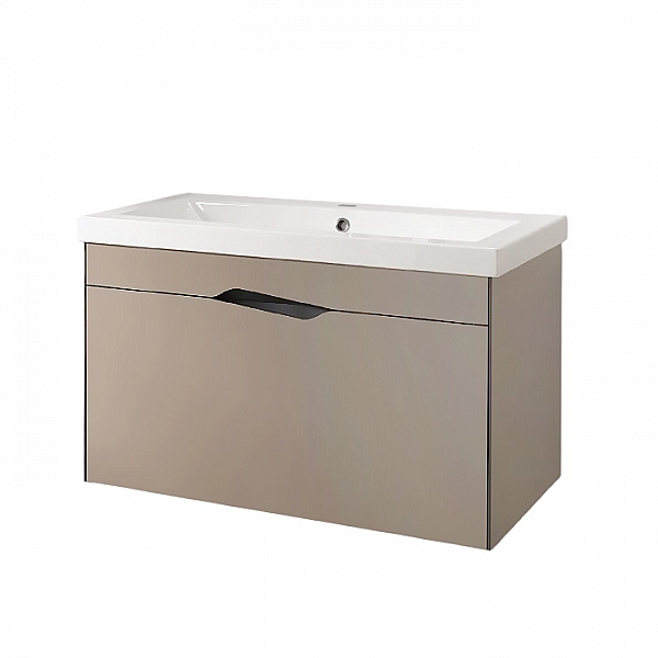 Тумба Velvex Krona 800-0-1 навесная серый камень + умывальник Cersanit Como 80