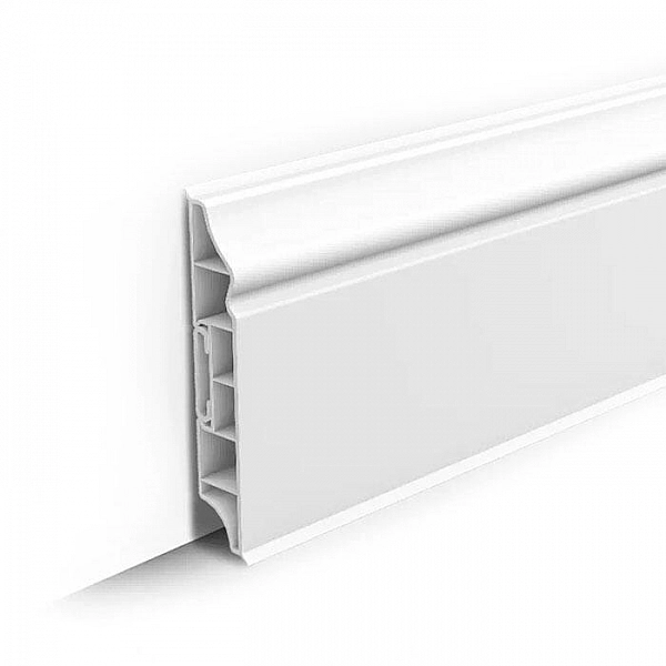 Плинтус напольный Ideal Дюра 001 Белый фигурный 2200*80*16 мм