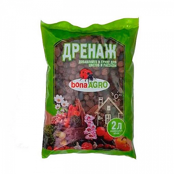 Дренаж керамзитовый BonaAGRO крупный 10-16 мм 2 л