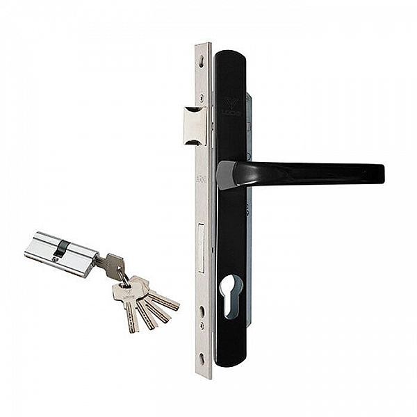 Замок калиточный Arni с ручкой на планке черный