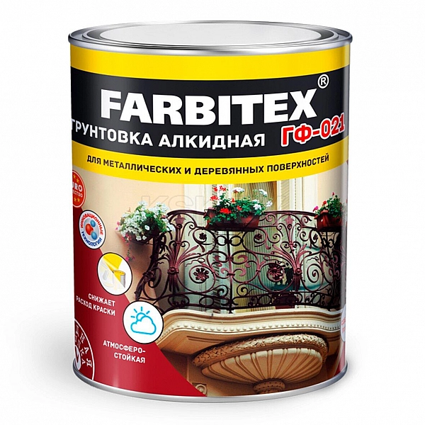 Грунтовка Farbitex ГФ-021 красно-коричневая 1.8 кг