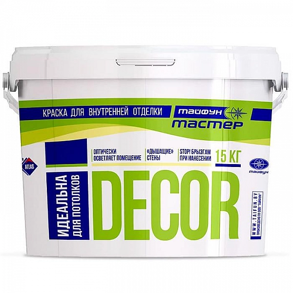 Краска ВД-АК-23 Тайфун Мастер Decor 10.5 л снежно-белая