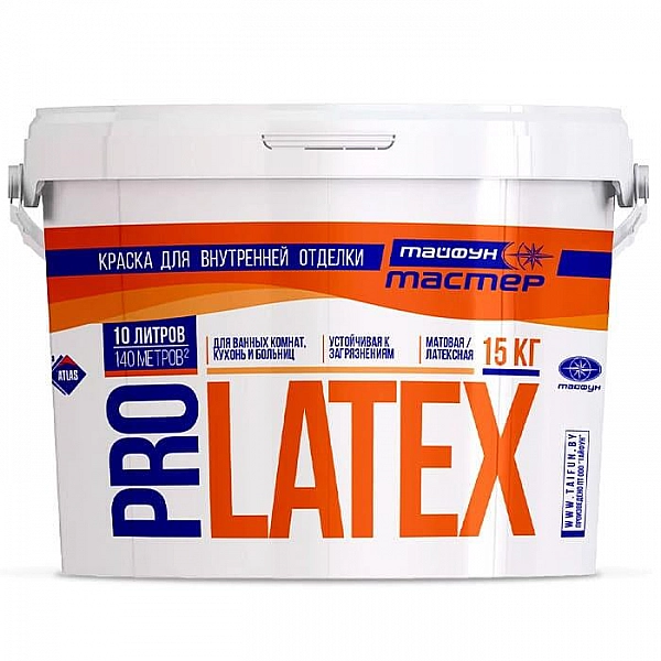 Краска ВД-АК-24 Тайфун Мастер Pro Latex 10.5 л белая