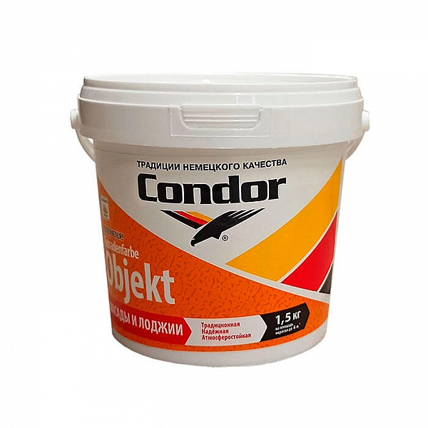 Краска Condor Fassadenfarbe-Objekt 1.5 кг белая