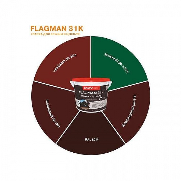 Краска MAV Flagman 31к RAL 8017 крыша и цоколь 3 л шоколадно-коричневая матовая