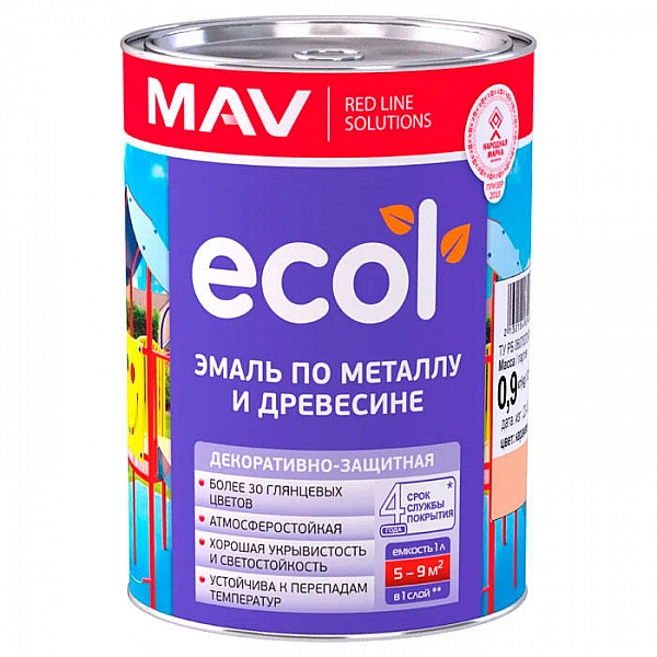 Эмаль Mav Ecol ПФ-115 1 л лимонная