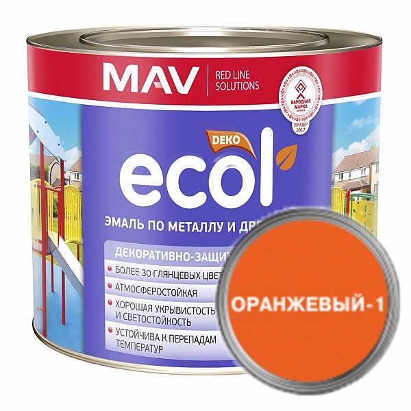 Эмаль Mav Ecol ПФ-115 2.4 л оранжевая