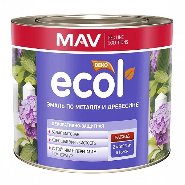 Эмаль Mav Ecol ПФ-115 2.4 л белая матовая