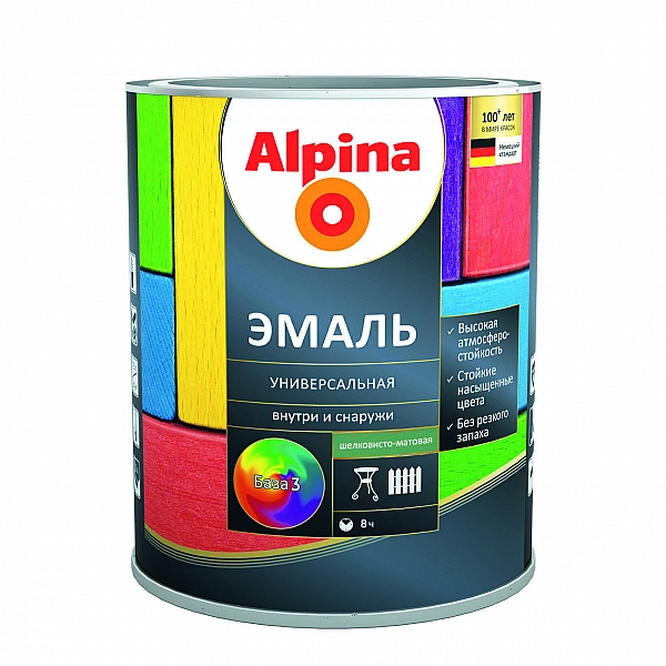 Эмаль Alpina универсальная база 3 шелковисто - матовая 2.13 л под колеровку