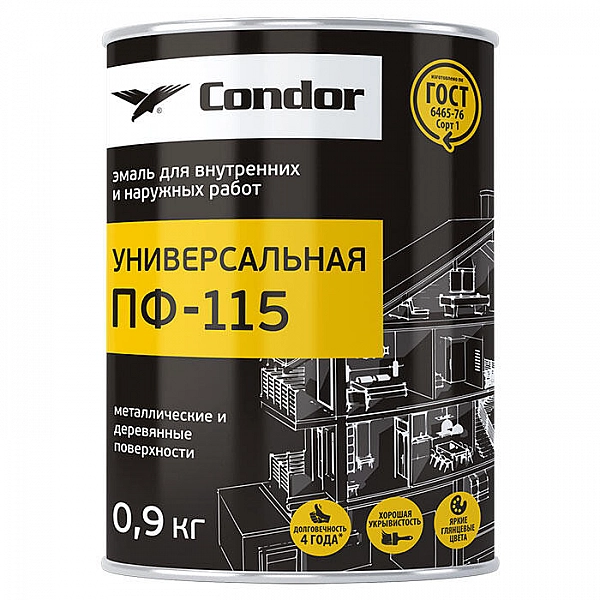 Эмаль Condor ПФ-115 0.9 кг зеленая