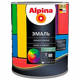 Эмаль Alpina универсальная База 1 шелковисто-матовая 2.5 л белая