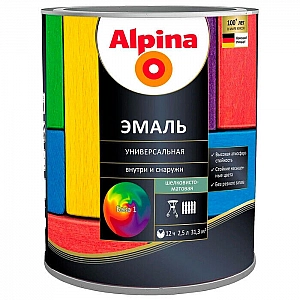 Эмаль Alpina универсальная База 1 шелковисто-матовая 2.5 л белая