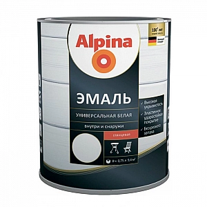 Эмаль Alpina универсальная глянцевая 2 л белая