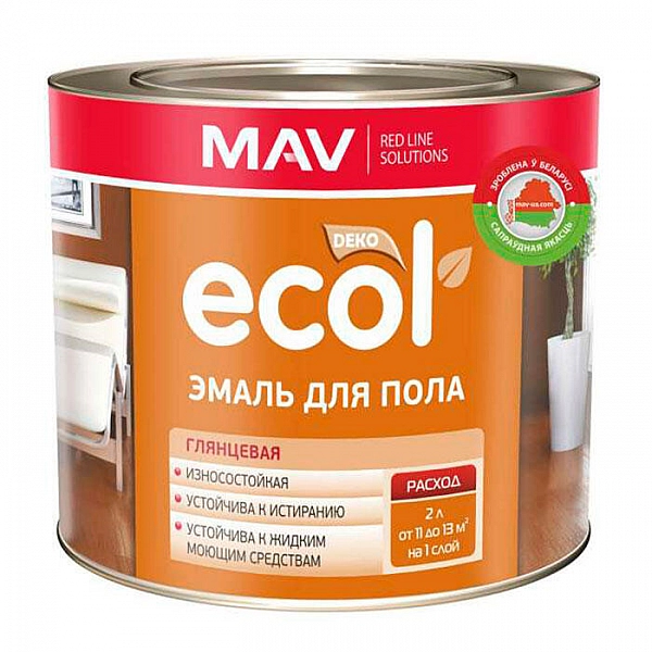 Эмаль MAV Ecol ПФ-266 для пола 2.4 л светло-коричневая