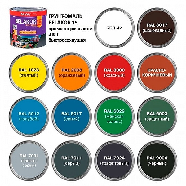 Грунт-эмаль MAV Belakor 15 быстросохнущая RAL 6029 2.4 л майская зелень