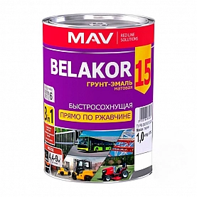 Грунт-эмаль MAV Belakor 15 быстросохнущая RAL 9004 1 л черная