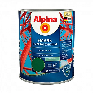 Грунт-эмаль Alpina быстросохнущая по ржавчине RAL 6005 0.75 л зеленый