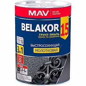 Грунт-эмаль MAV Belakor 15 быстросохнущая молотковая 1 л серебристая
