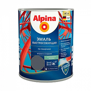 Грунт-эмаль Alpina быстросохнущая по ржавчине RAL 7024 2.5 л графитовый