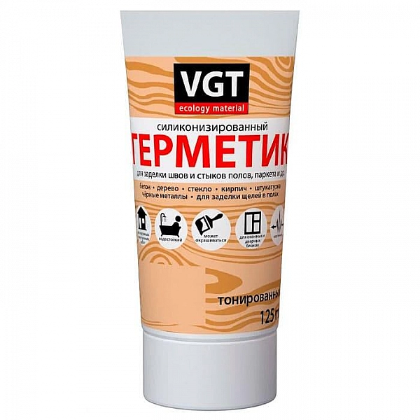 Герметик акриловый VGT силиконизированный 0.16 кг махагон