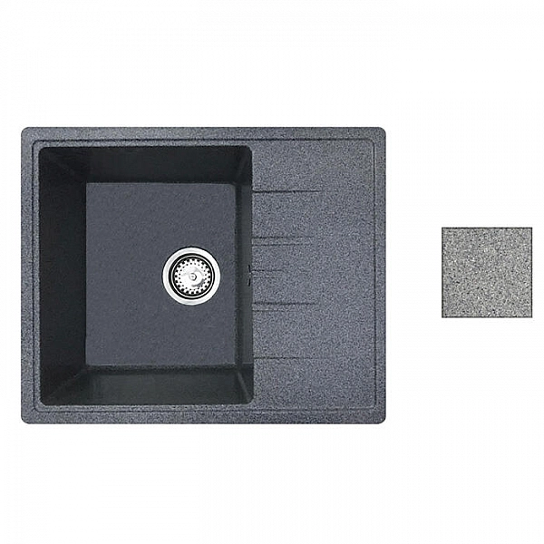 Мойка из кварцевого песка Belevors Mila грей с сифоном 570*465 мм
