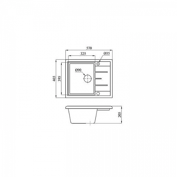 Мойка из кварцевого песка Belevors Mila грей с сифоном 570*465 мм