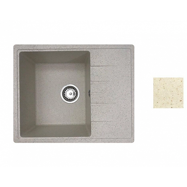 Мойка из кварцевого песка Belevors Mila бежевый с сифоном 570*465 мм