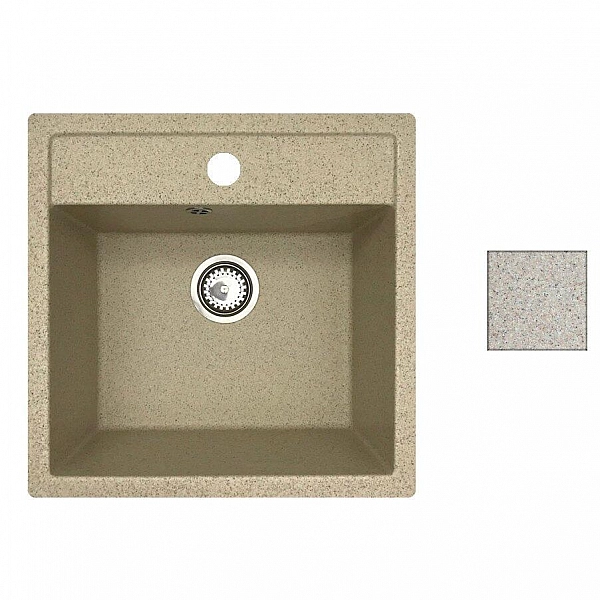 Мойка из кварцевого песка Belevors Rio темно-бежевый с сифоном 510*505 мм