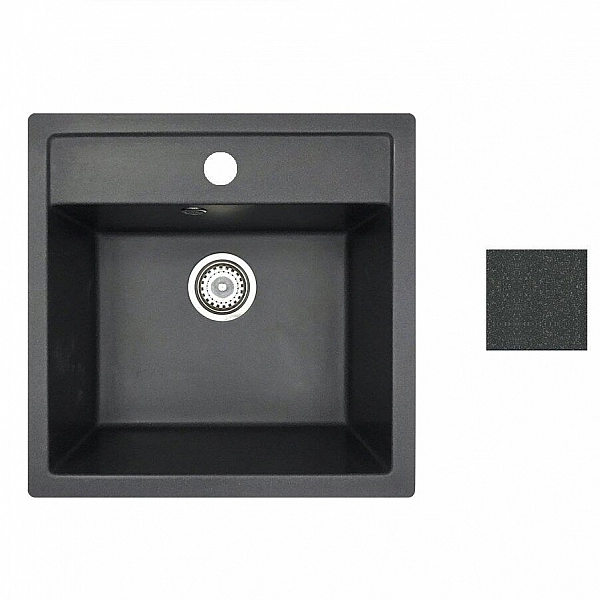 Мойка из кварцевого песка Belevors Rio антрацит с сифоном 510*505 мм