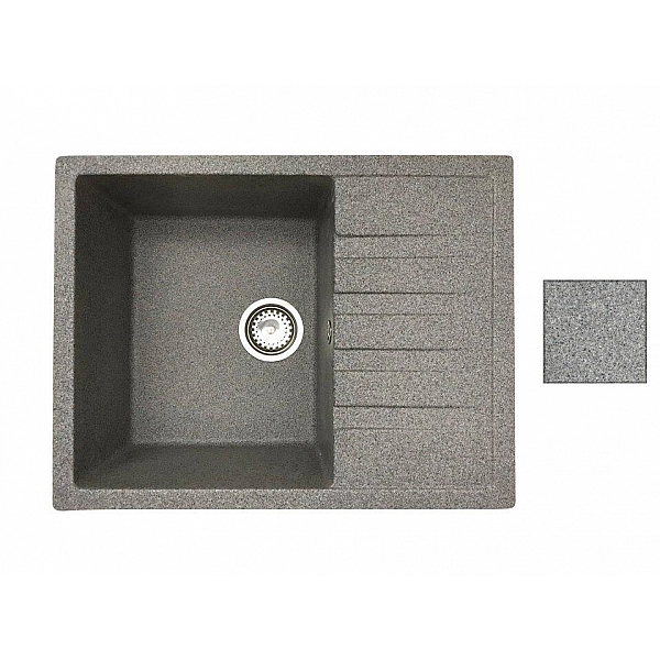 Мойка из кварцевого песка Belevors Vega грей с сифоном 640*500 мм