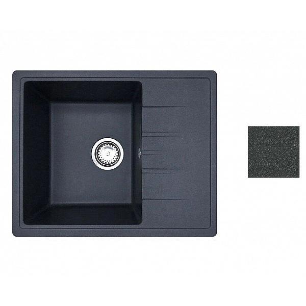 Мойка из кварцевого песка Belevors Mila антрацит с сифоном 570*465 мм