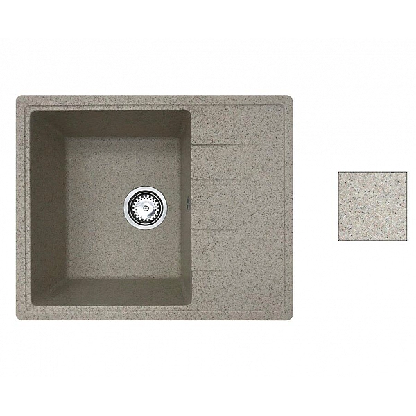 Мойка из кварцевого песка Belevors Mila темно-бежевый с сифоном 570*465 мм