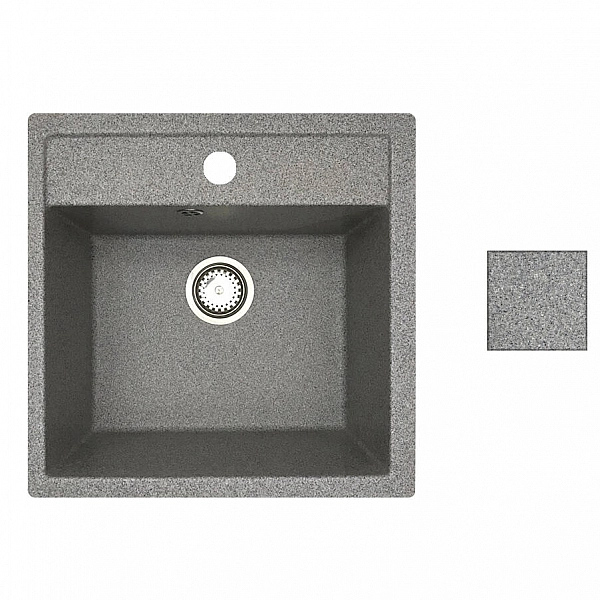 Мойка из кварцевого песка Belevors Rio грей с сифоном 510*505 мм
