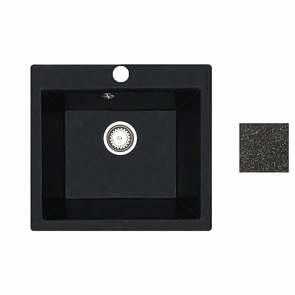 Мойка из кварцевого песка Belevors Mini блэк с сифоном 500*460 мм