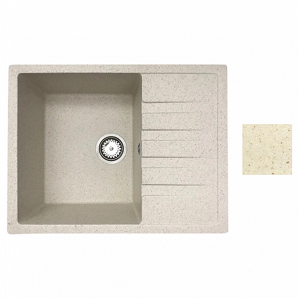 Мойка из кварцевого песка Belevors Vega бежевый с сифоном 640*500 мм
