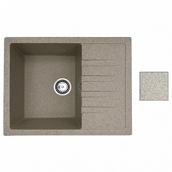 Мойка из кварцевого песка Belevors Vega темно-бежевый с сифоном 640*500 мм