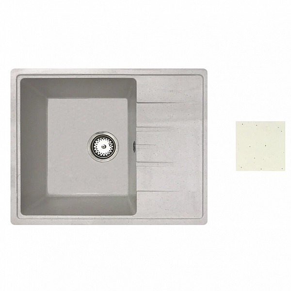 Мойка из кварцевого песка Belevors Mila белый с сифоном 570*465 мм