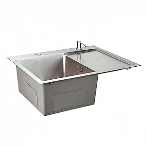 Мойка из нержавеющей стали Saniteco Satin 6550-L с сифоном дозатором и коландером 650*500 мм. Изображение - 1