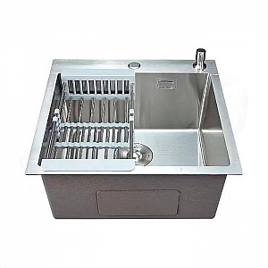 Мойка из нержавеющей стали Saniteco 5050 с сифоном дозатором и коландером 500*500 мм