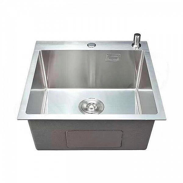 Мойка из нержавеющей стали Saniteco 4848 с сифоном дозатором и коландером 480*480 мм