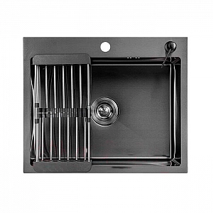 Мойка из нержавеющей стали Saniteco 6050 Nano с сифоном дозатором и коландером 600*500 мм