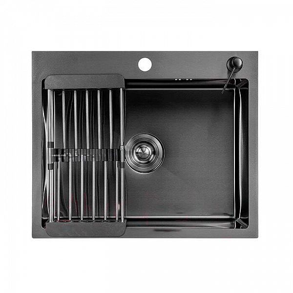 Мойка из нержавеющей стали Saniteco 6050 Nano с сифоном дозатором и коландером 600*500 мм