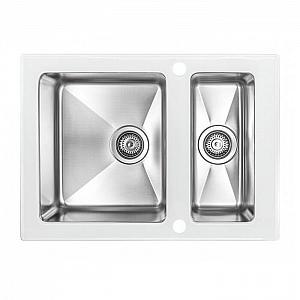 Мойка из нержавеющей стали ZorG GS 6750-2 white со стеклом 675*500 мм