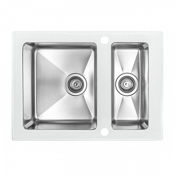 Мойка из нержавеющей стали ZorG GS 6750-2 white со стеклом 675*500 мм