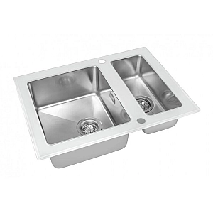 Мойка из нержавеющей стали ZorG GS 6750-2 white со стеклом 675*500 мм. Изображение - 1