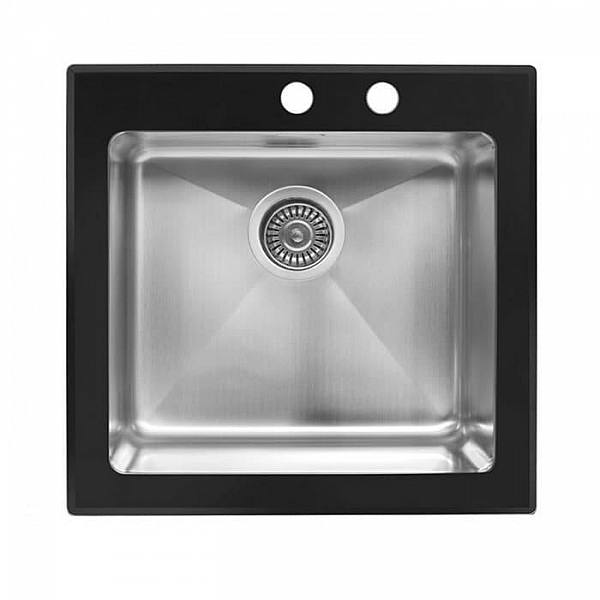 Мойка из нержавеющей стали ZorG GS 5553 black со стеклом 550*530 мм
