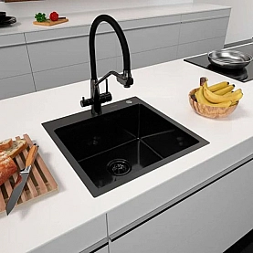 Мойка из нержавеющей стали Arfeka Eco AR Black PVD Nano Decor Volcanic Rock 600*500 мм. Изображение - 7