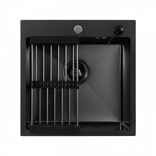 Мойка из нержавеющей стали Asterix Black Decor 500*500 мм + дозатор жидкого мыла + коландер